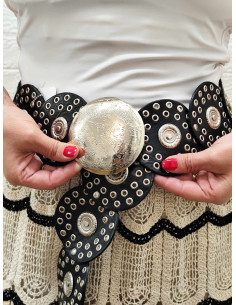 CINTURÓN ANCHO TACHAS NEGRO 2