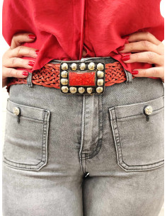 CINTURÓN CUERO ESTRECHO ROJO