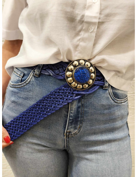 CINTURÓN CUERO ESTRECHO AZUL