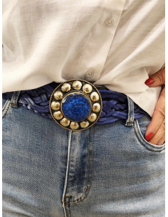 CINTURÓN CUERO ESTRECHO AZUL 2