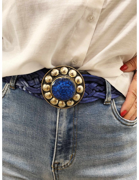 CINTURÓN CUERO ESTRECHO AZUL