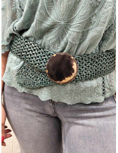 CINTURÓN CUERO ANCHO VERDE