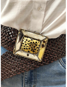 CINTURÓN CUERO ANCHO MARRÓN