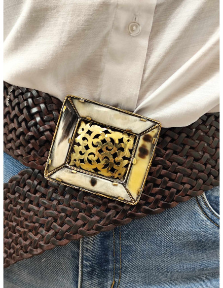 CINTURÓN CUERO ANCHO MARRÓN