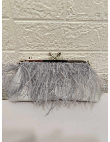 BOLSO PLUMAS GRIS