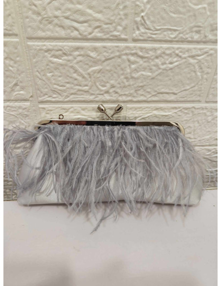 BOLSO PLUMAS GRIS