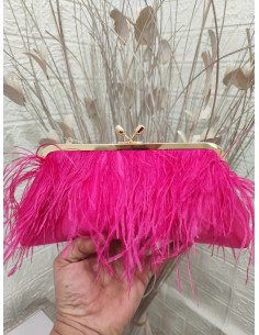 BOLSO PLUMAS FUCSIA