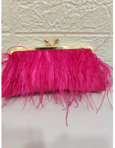 BOLSO PLUMAS FUCSIA 2