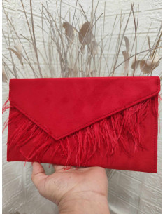 BOLSO LIBRO PLUMAS ROJO