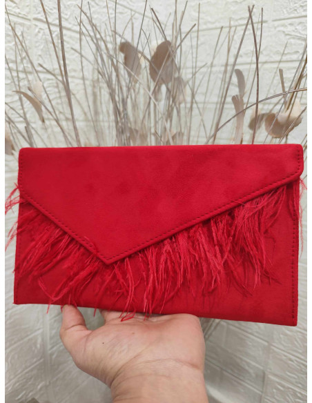BOLSO LIBRO PLUMAS ROJO
