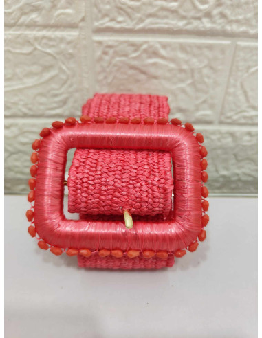 CINTURÓN RAFIA ROSA