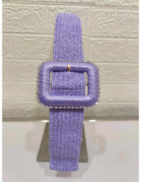 CINTURÓN RAFIA MALVA