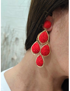 PENDIENTES RAFIA LÁGRIMAS ROJOS 2