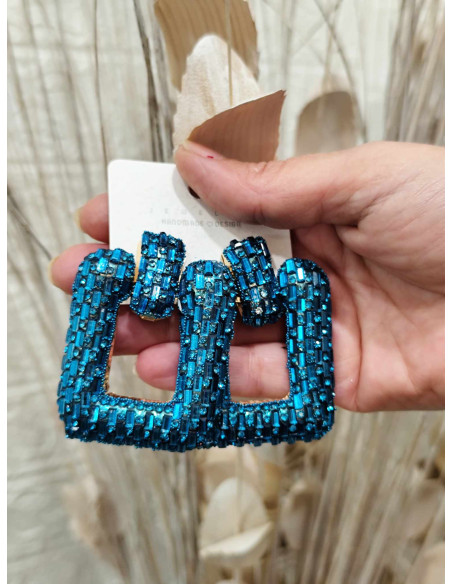 PENDIENTES CUADRADOS TURQUESA