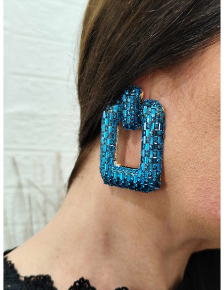 PENDIENTES CUADRADOS TURQUESA